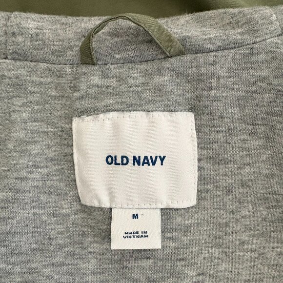 Old Navy Anorak Jacket Green with Gray Lining and Hood Size M - Picture 4 of 6